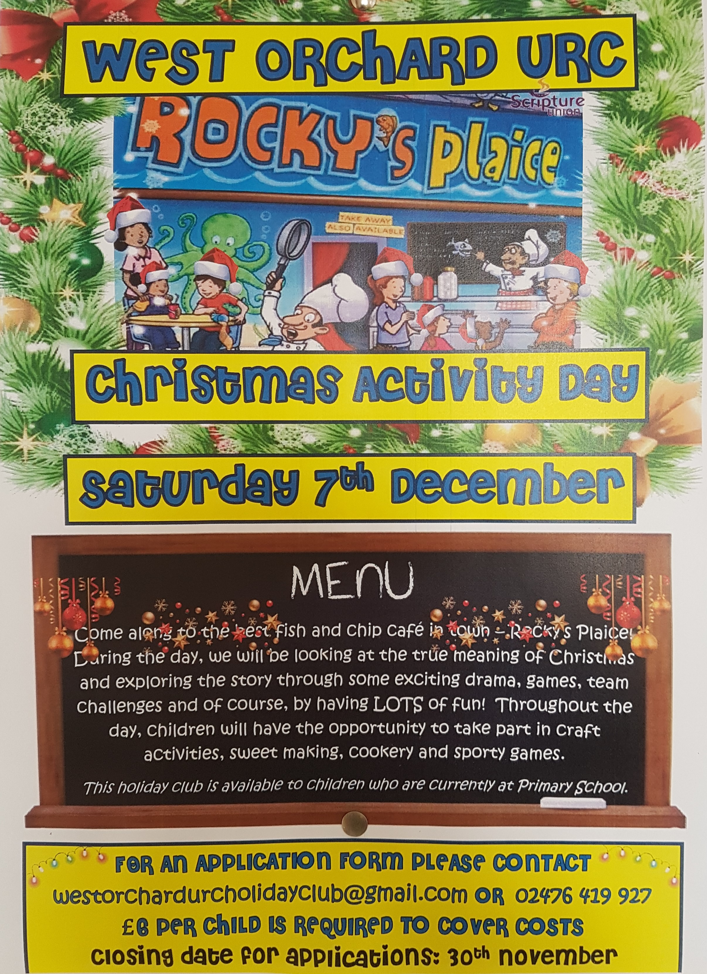 Christmas Activity Day, Saturday 7th December